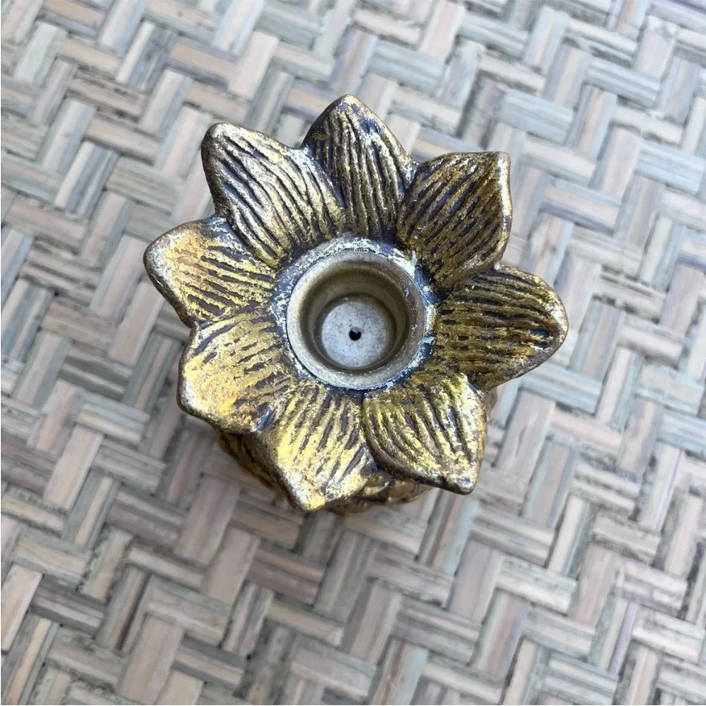 BOHO‎ VIBES GOLD PINEAPPLE TAPERED CANDLE HOLDER